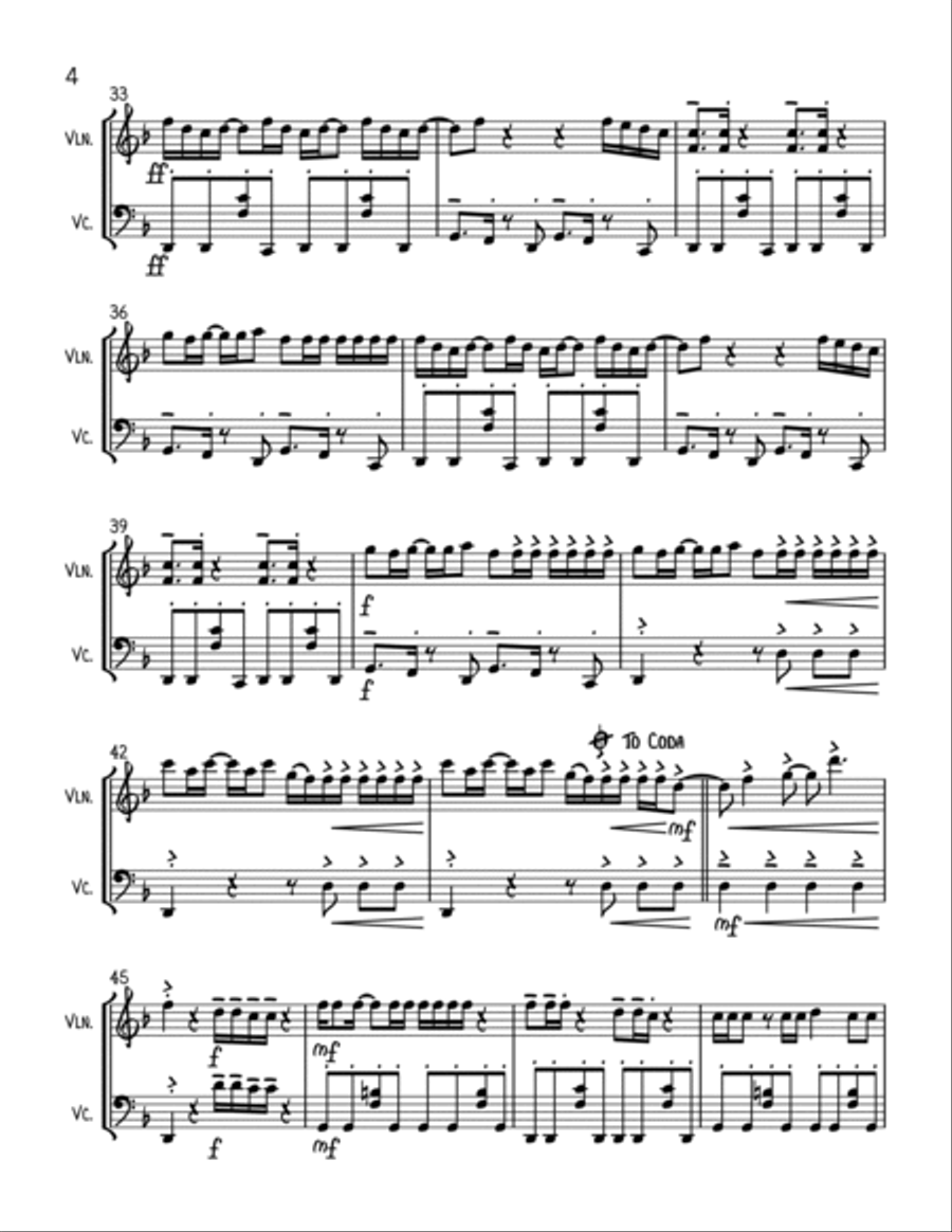 Uptown Funk String Duet scores gallery preview page 4