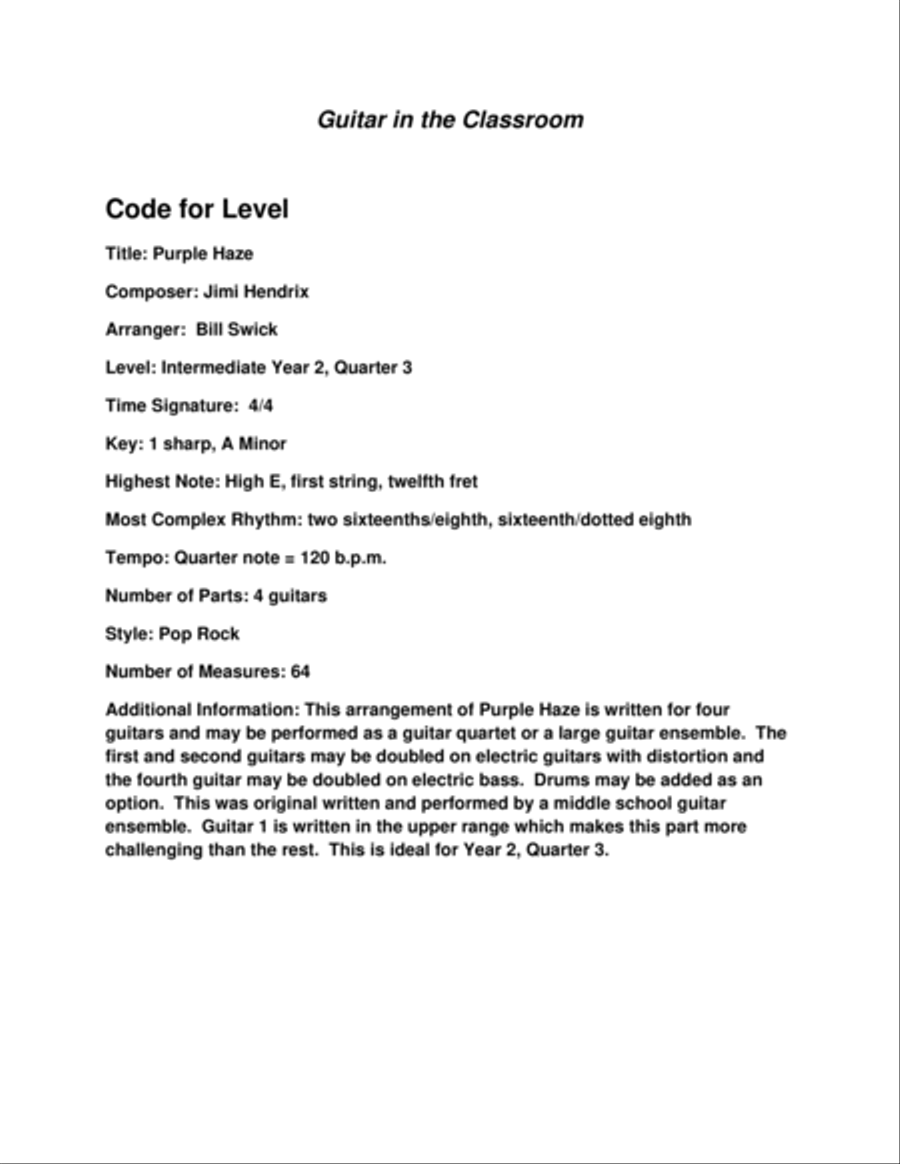 Purple Haze Purple Haze Guitar scores gallery preview page 2