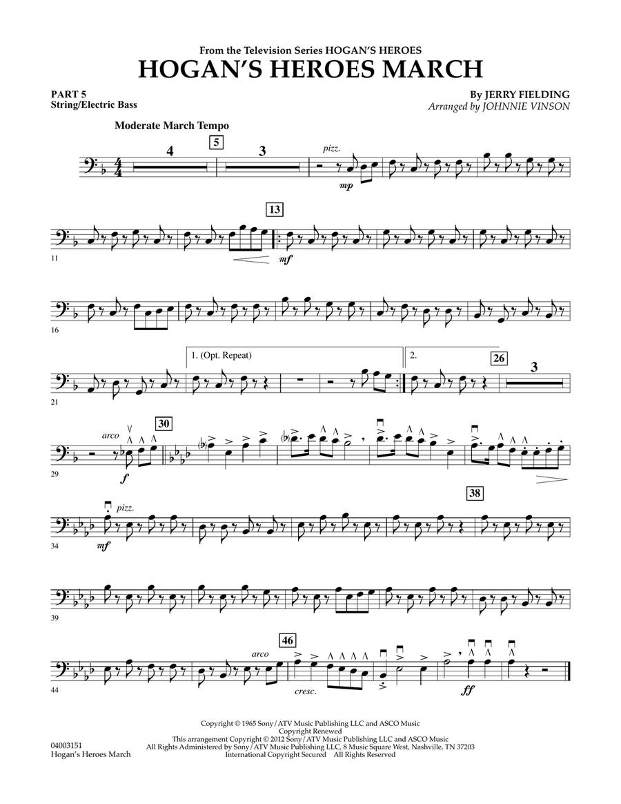 Hogan's Heroes March - Pt.5 - String/Electric Bass Concert Band scores gallery preview page 1