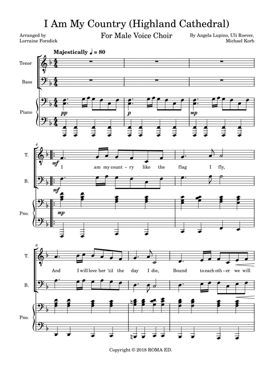 I Am My Country (highland Cathedral) TTBB scores gallery preview page 1
