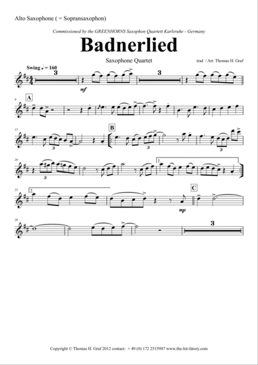 Badnerlied - Jazzy - Oktoberfest - Saxophone Quartet Saxophone Quartet scores gallery preview page 6