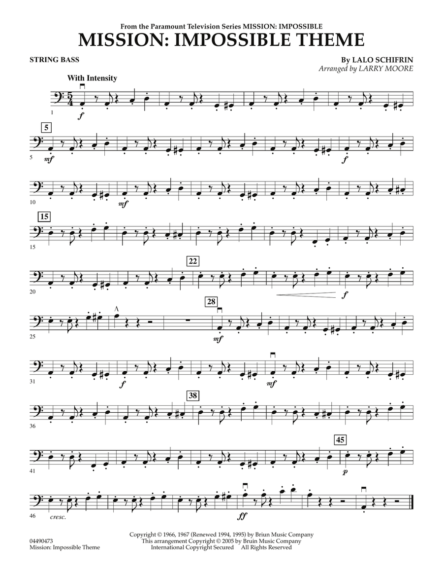 Mission: Impossible Theme - String Bass Orchestra scores gallery preview page 1