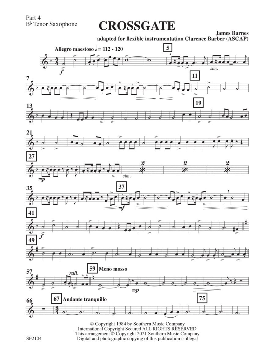 Crossgate Overture - Tenor Sax 4