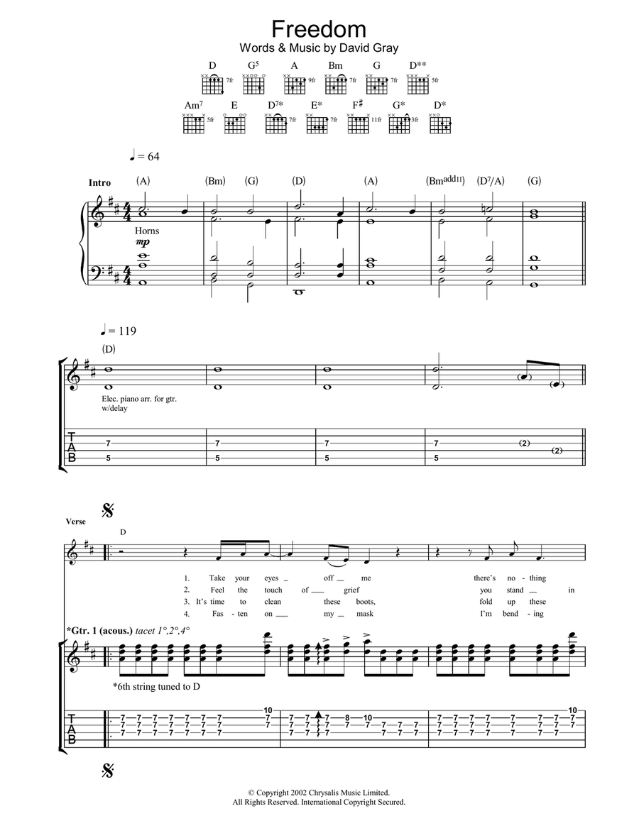 Freedom Freedom Acoustic Guitar scores gallery preview page 1