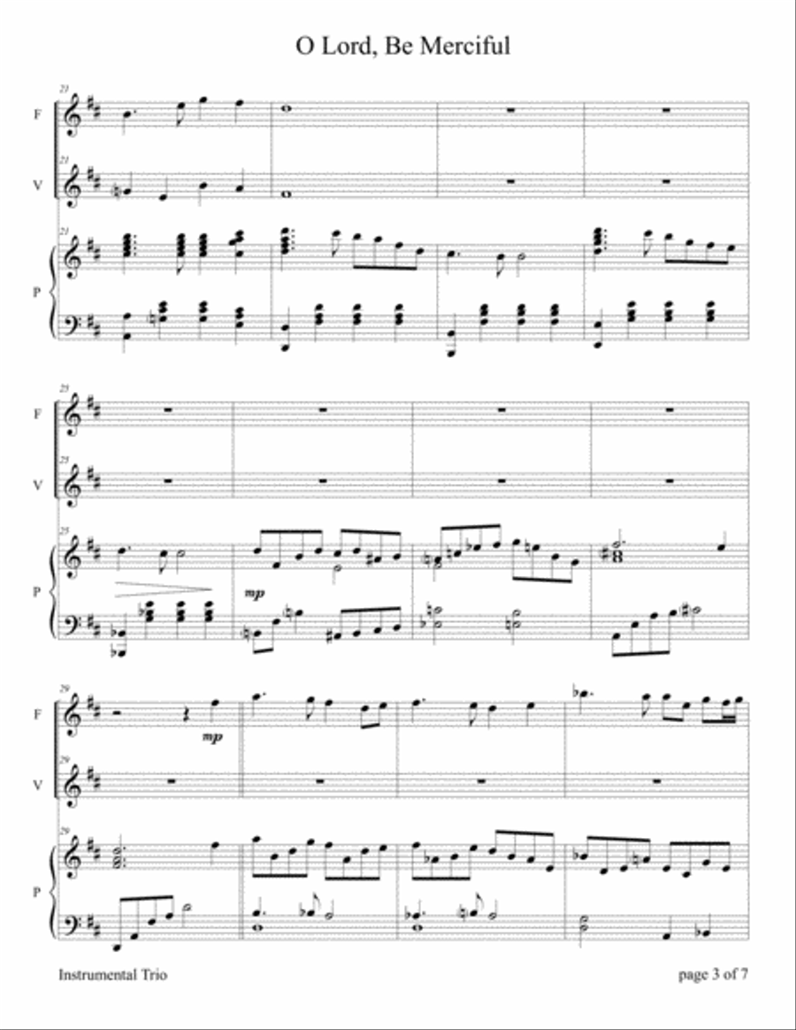 O Lord, Be Merciful (Flute and/or Violin Duet with Piano Accompaniment) Flute scores gallery preview page 5