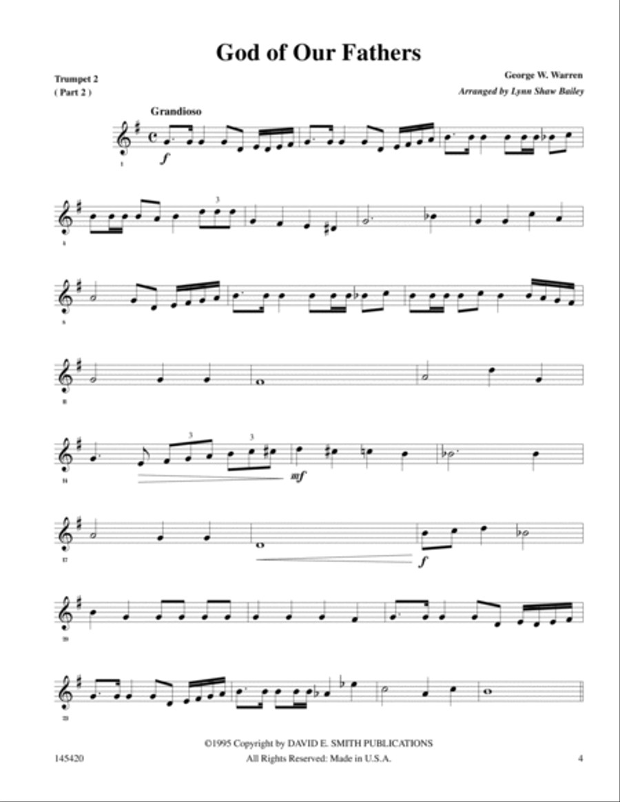 God Of Our Fathers Fanfare Brass Quartet scores gallery preview page 4