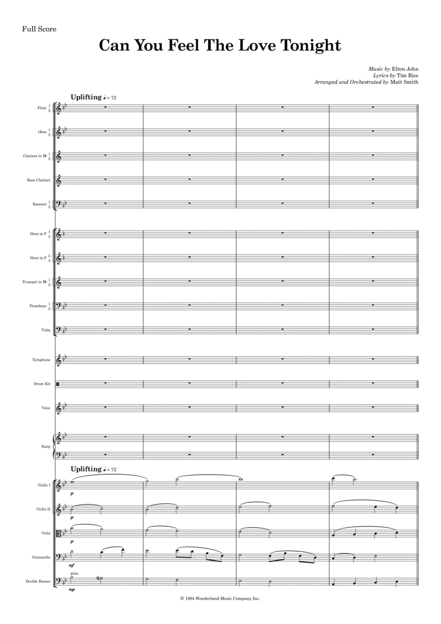 Can You Feel The Love Tonight Full Orchestra scores gallery preview page 1