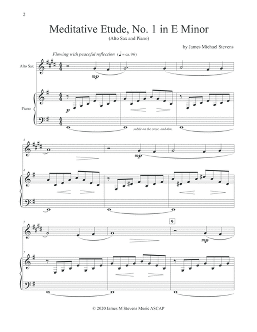 Meditative Etude, No. 1 in E Minor - Alto Sax & Piano image number null