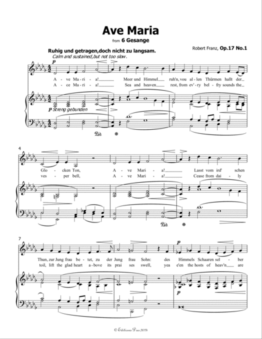 Ave Maria, by Robert Franz, in D flat Major Voice scores gallery preview page 3