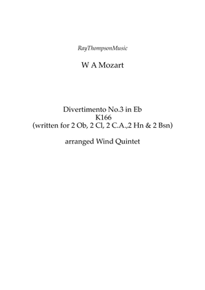Mozart: Divertimento No.3 in Eb K166 (Originally -10 winds) - wind quintet