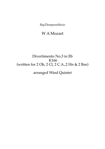 Mozart: Divertimento No.3 in Eb K166 (Originally -10 winds) - wind quintet image number null
