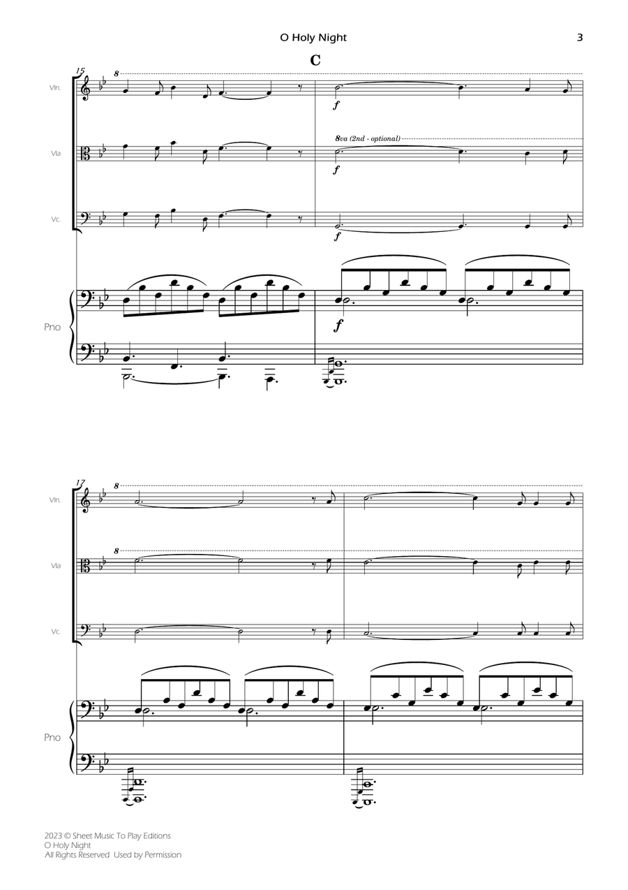 O Holy Night - Piano Quartet (Full Score and Parts) Piano Quartet scores gallery preview page 5