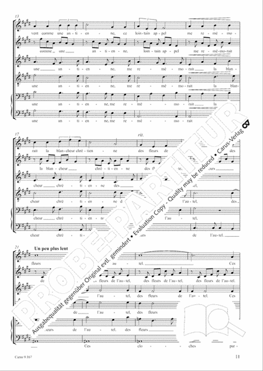Debussy/ Gottwald: Deux Melodies d'apres des textes de Paul Bourget transcribed for 6 voices Choir scores gallery preview page 12