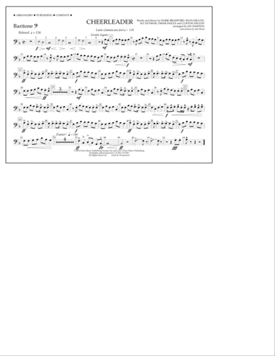 Cheerleader - Baritone B.C. A Cappella scores gallery preview page 1