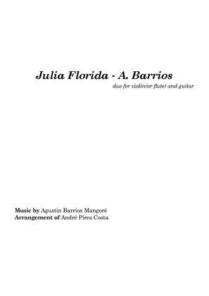 Book cover for Julia Florida - A. Barrios Mangoré for Violin/Flute and Guitar