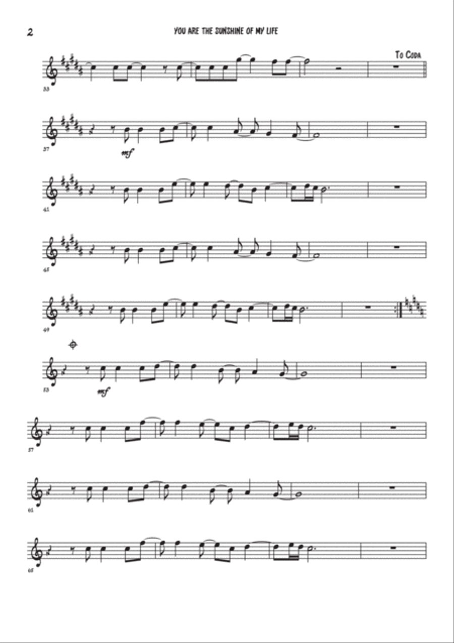 You Are The Sunshine Of My Life You Are The Sunshine Of My Life Flute Solo scores gallery preview page 2