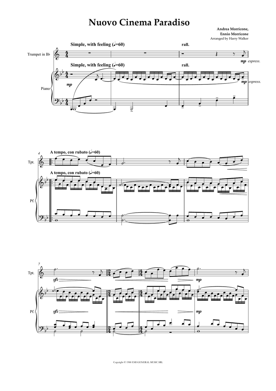 Nuovo Cinema Paradiso B-Flat Trumpet scores gallery preview page 3