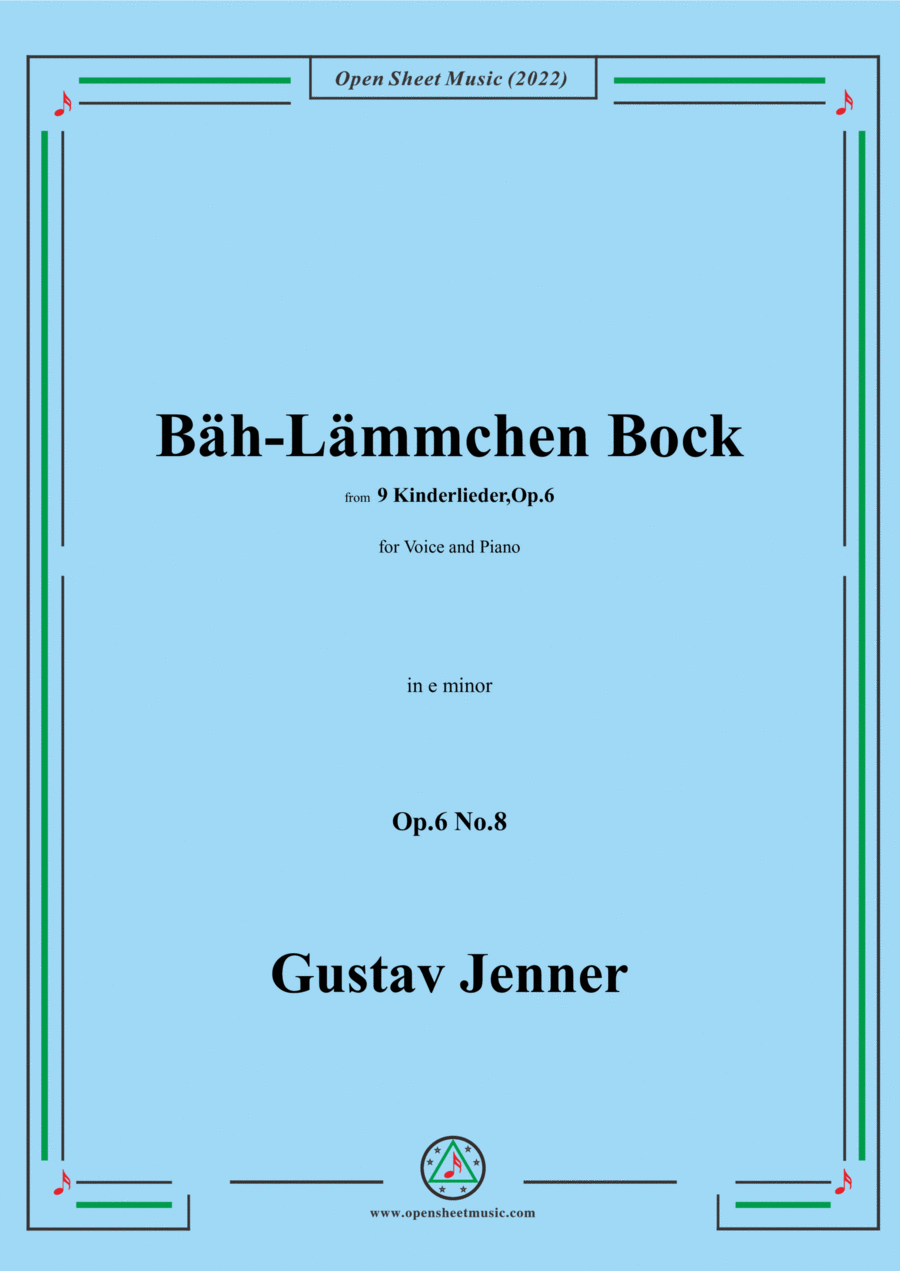 Jenner-Bäh-Lämmchen Bock,in e minor,Op.6 No.8 Voice scores gallery preview page 1