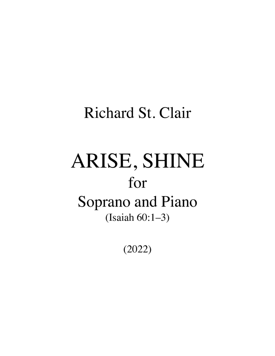ARISE, SHINE for Soprano and Piano image number null