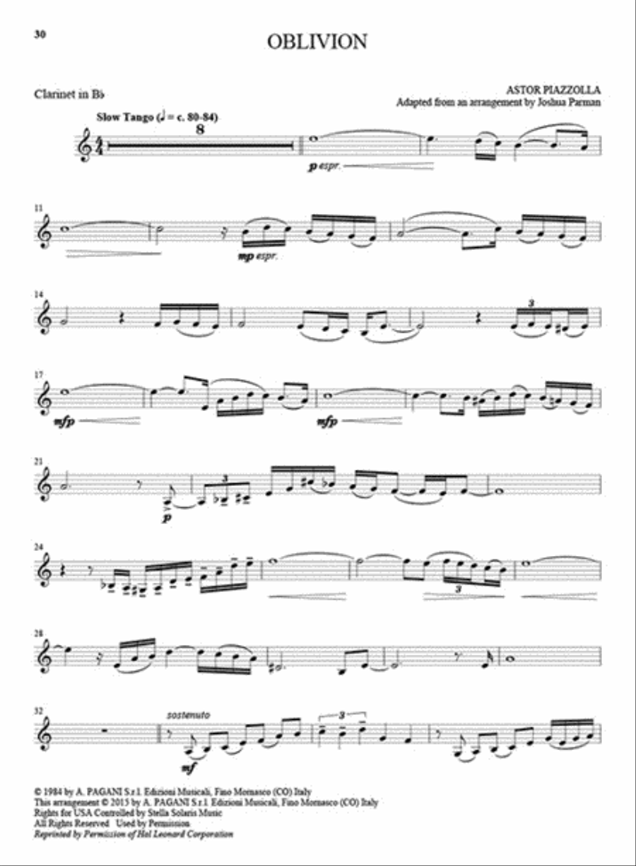 25 Piazzolla Tangos for Clarinet and Piano Clarinet Solo scores gallery preview page 6