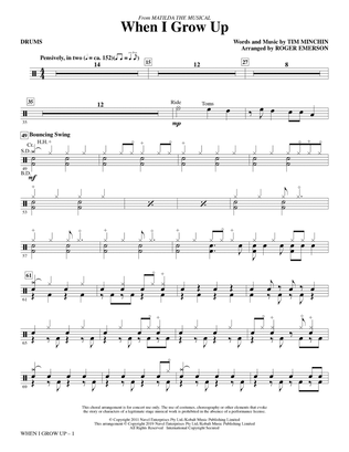 Book cover for When I Grow Up (from Matilda: The Musical) (arr. Roger Emerson) - Drums