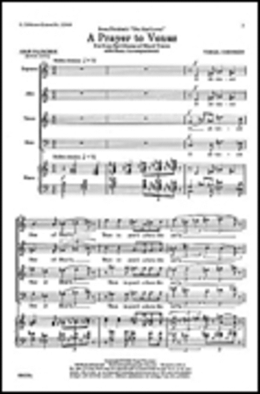 Prayer To Venus - SATB/Piano From Virgil's 'The Mad Lover'