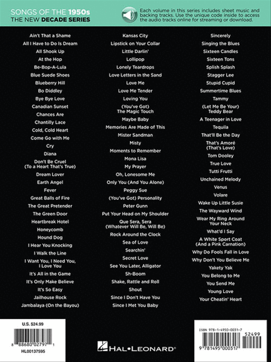 Songs of the 1950s Piano, Vocal, Guitar scores gallery preview page 2