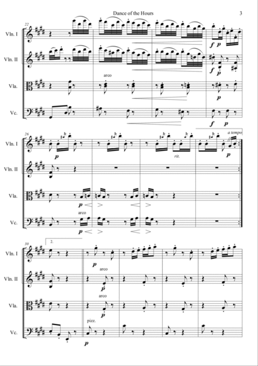 Dance of the Hours String Quartet scores gallery preview page 3