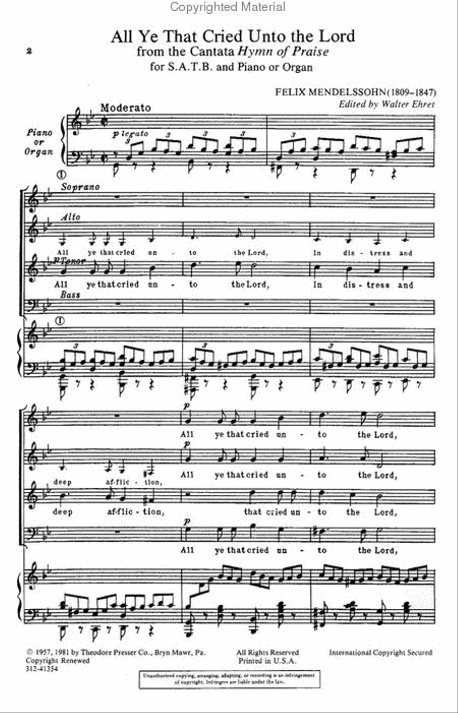 All Ye That Cried Unto the Lord 4-Part scores gallery preview page 2