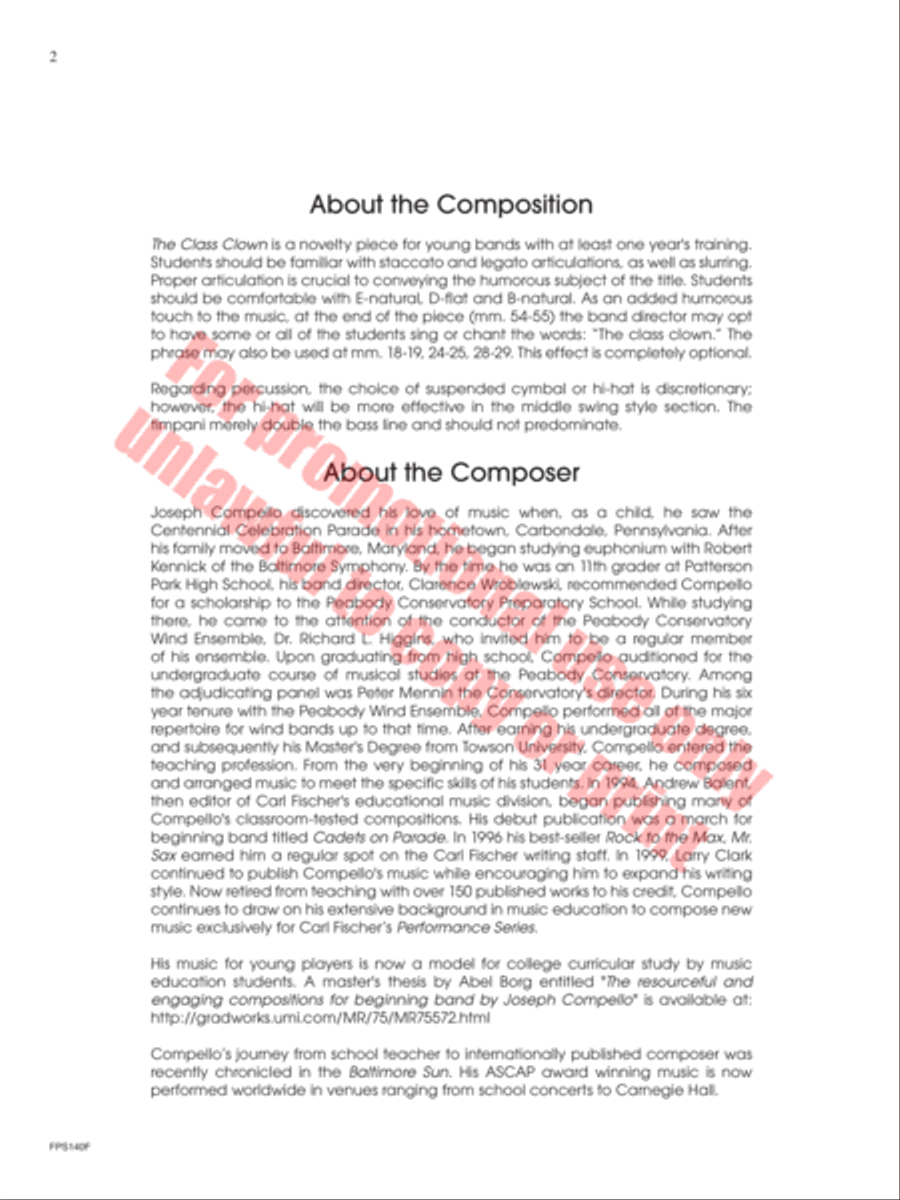 The Class Clown Concert Band scores gallery preview page 3
