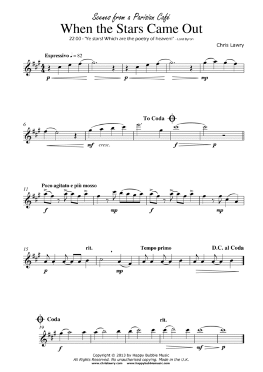 When the Stars Came Out - for Alto Saxophone & Piano (from Scenes from a Parisian Cafe) Alto Saxophone scores gallery preview page 2