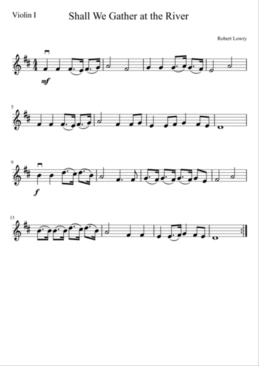 Shall We Gather at the River String Quartet scores gallery preview page 4