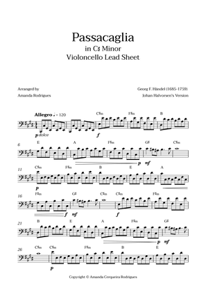 Passacaglia - Easy Cello Lead Sheet in C#m Minor (Johan Halvorsen's Version)