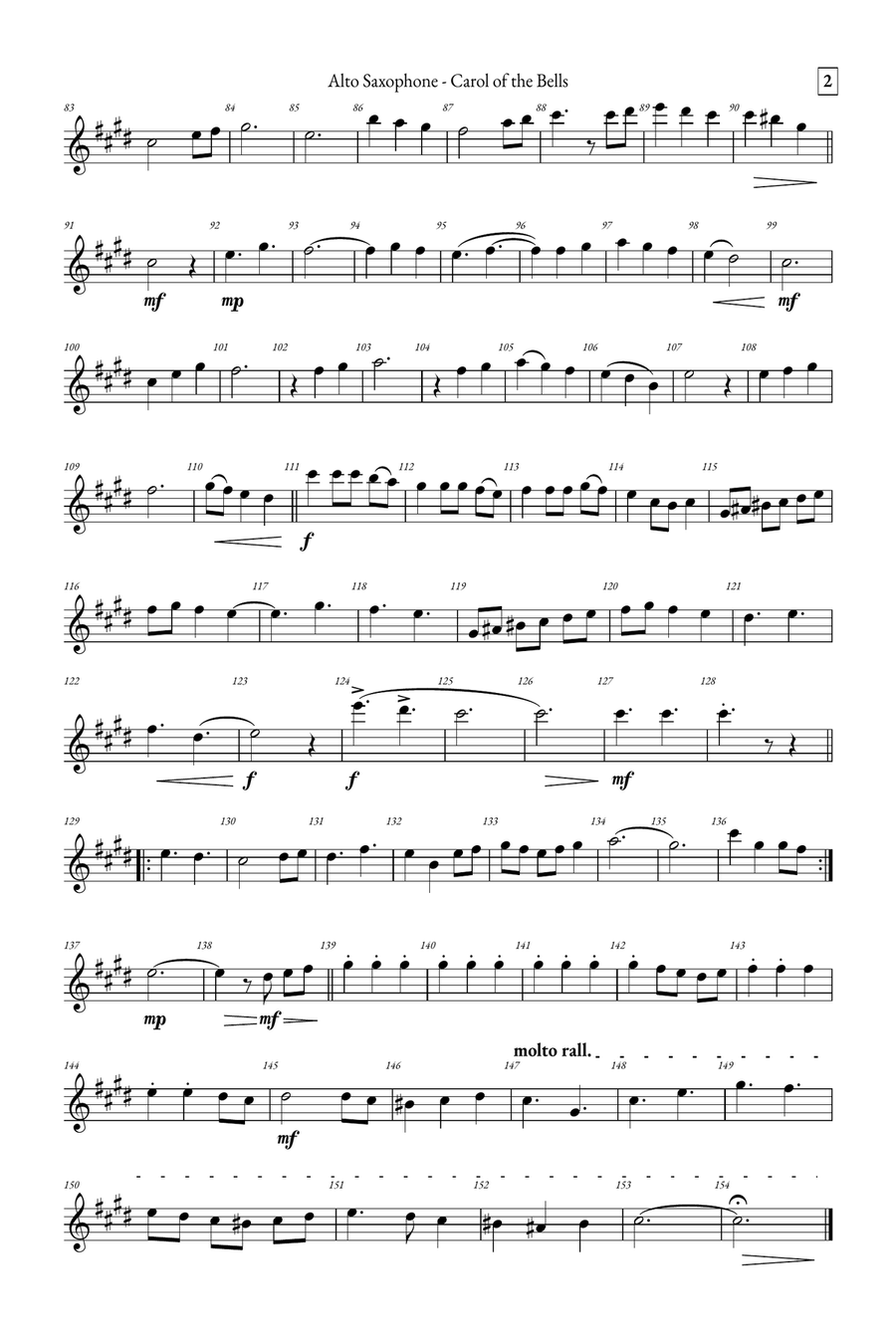 Carol of the Bells Tenor Saxophone scores gallery preview page 6