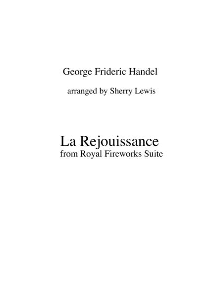 LA REJOUISSANCE from Royal Fireworks, String Trio, Intermediate Level for 2 violins and cello or vio image number null