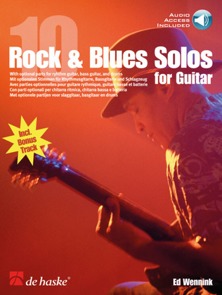 Book cover for 10 Rock & Blues Solos for Guitar