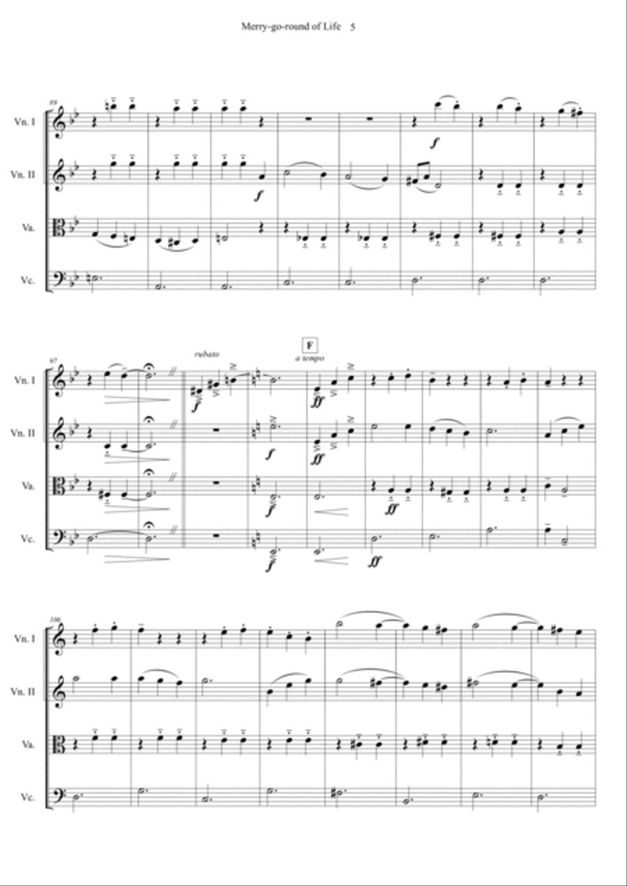 Merry-go-round Of Life String Quartet scores gallery preview page 5