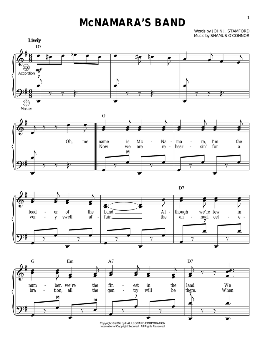 McNamara's Band McNamara's Band Accordion scores gallery preview page 1