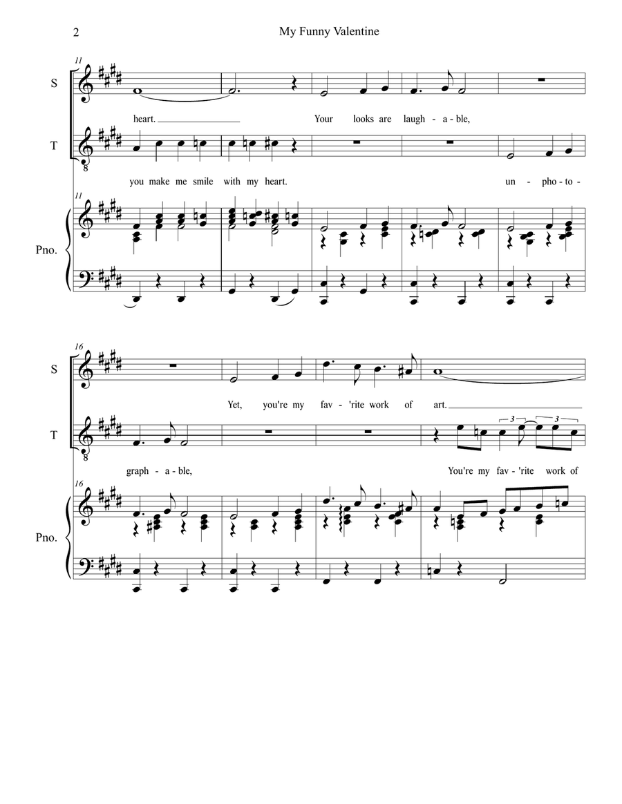 My Funny Valentine My Funny Valentine 2-Part scores gallery preview page 2
