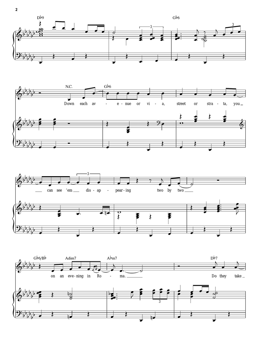 On An Evening In Roma (Sotter Celo De Roma) Piano, Vocal scores gallery preview page 2