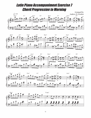 Latin Piano Accompanimnet Exercise 7 Chord Progession to the Jazz Standard Morning