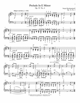 Book cover for Prelude In E Minor, Op. 32, No. 4