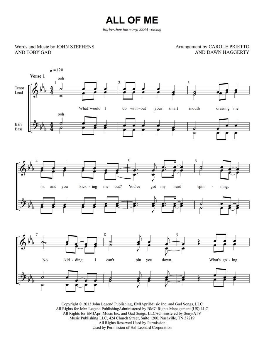 All Of Me SSAA scores gallery preview page 1