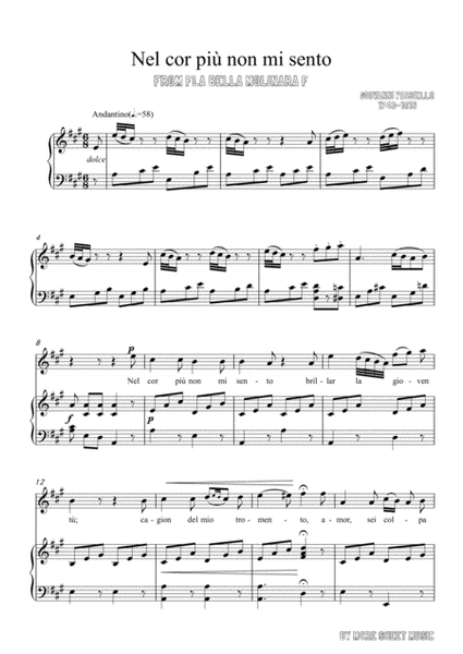 Paisiello-Nel cor più non mi sento in A Major,for Voice and Piano image number null
