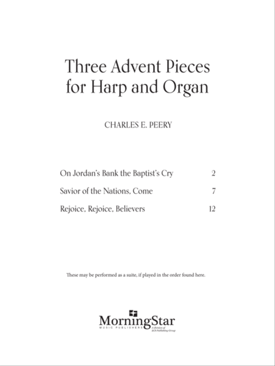 Three Advent Pieces for Harp and Organ Harp scores gallery preview page 1