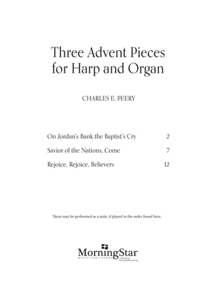 Book cover for Three Advent Pieces for Harp and Organ