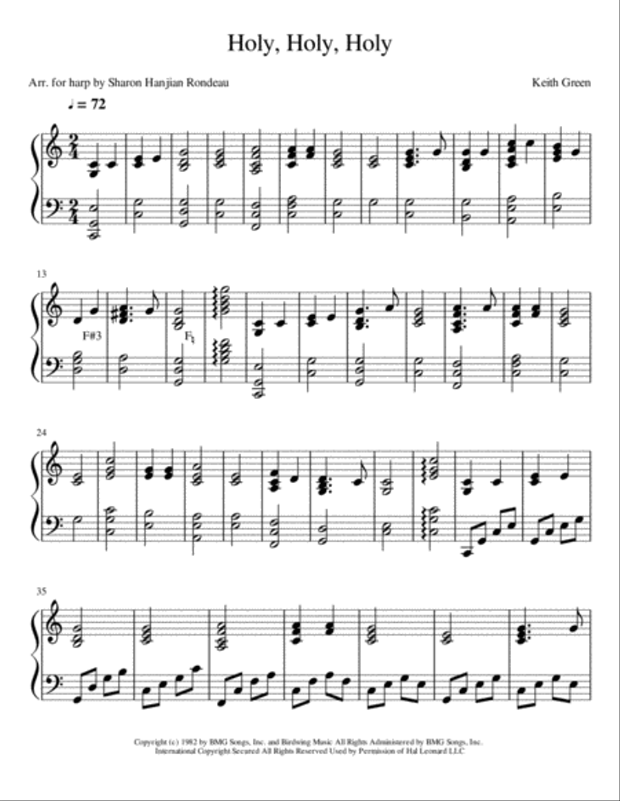 Holy, Holy, Holy Harp scores gallery preview page 1