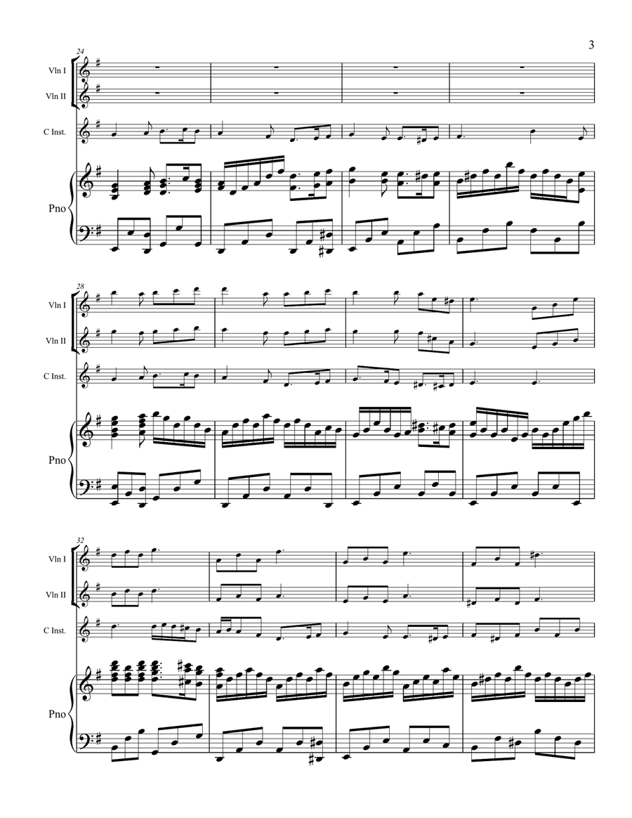 What Child Is This - Two Violins, a C Instrument, and Piano Flute scores gallery preview page 4