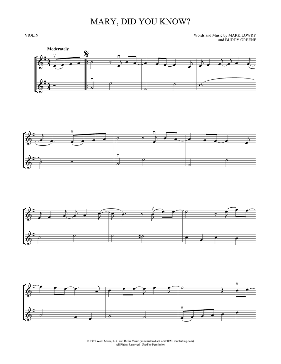 Mary, Did You Know? Mary, Did You Know? String Duet scores gallery preview page 1