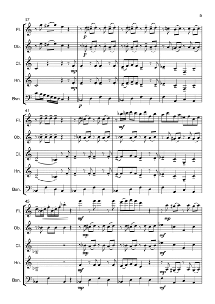 Ground Force Theme Woodwind Quintet scores gallery preview page 6